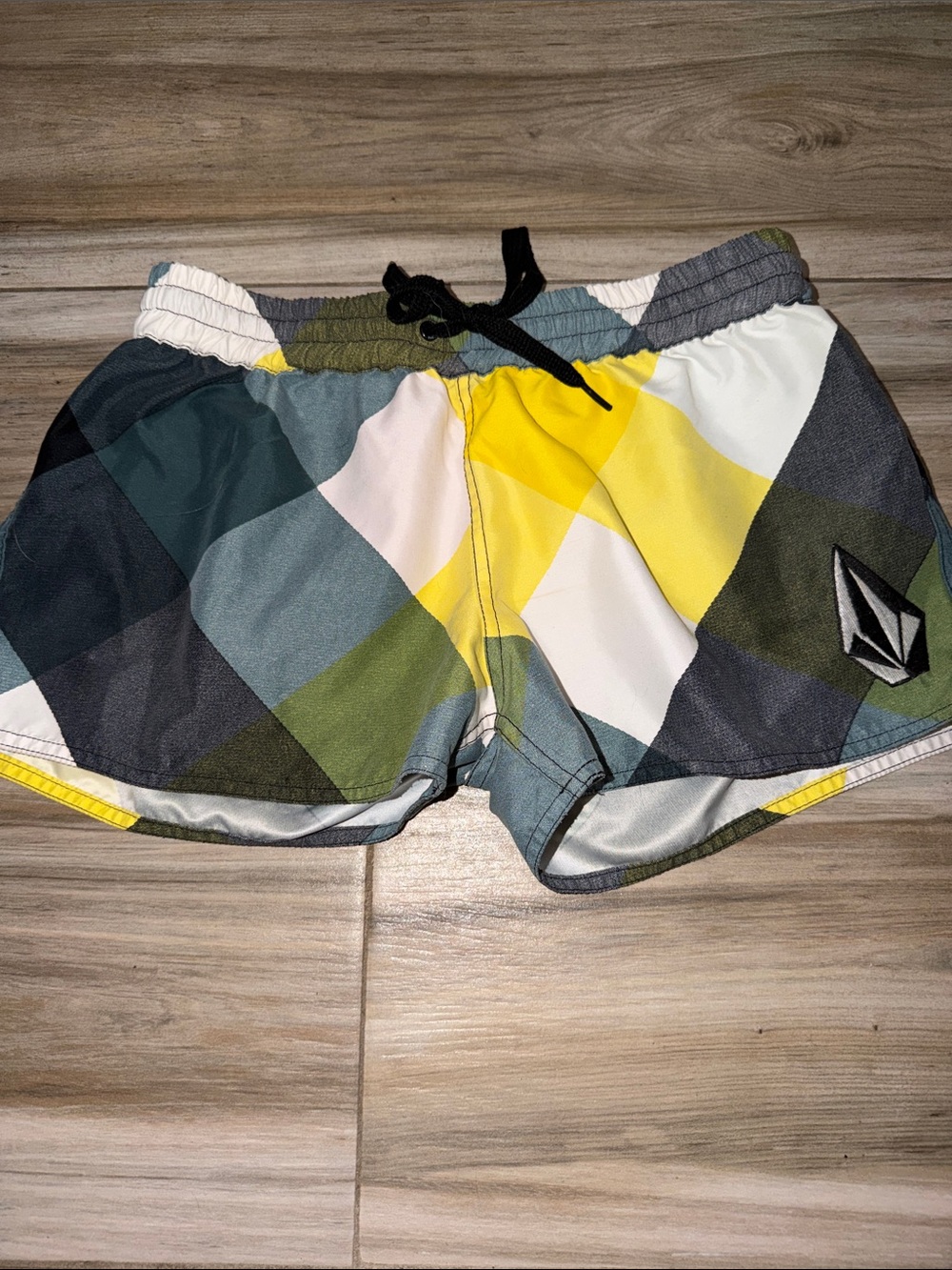 Volcom Yellow Multi Plaid Swim Shorts